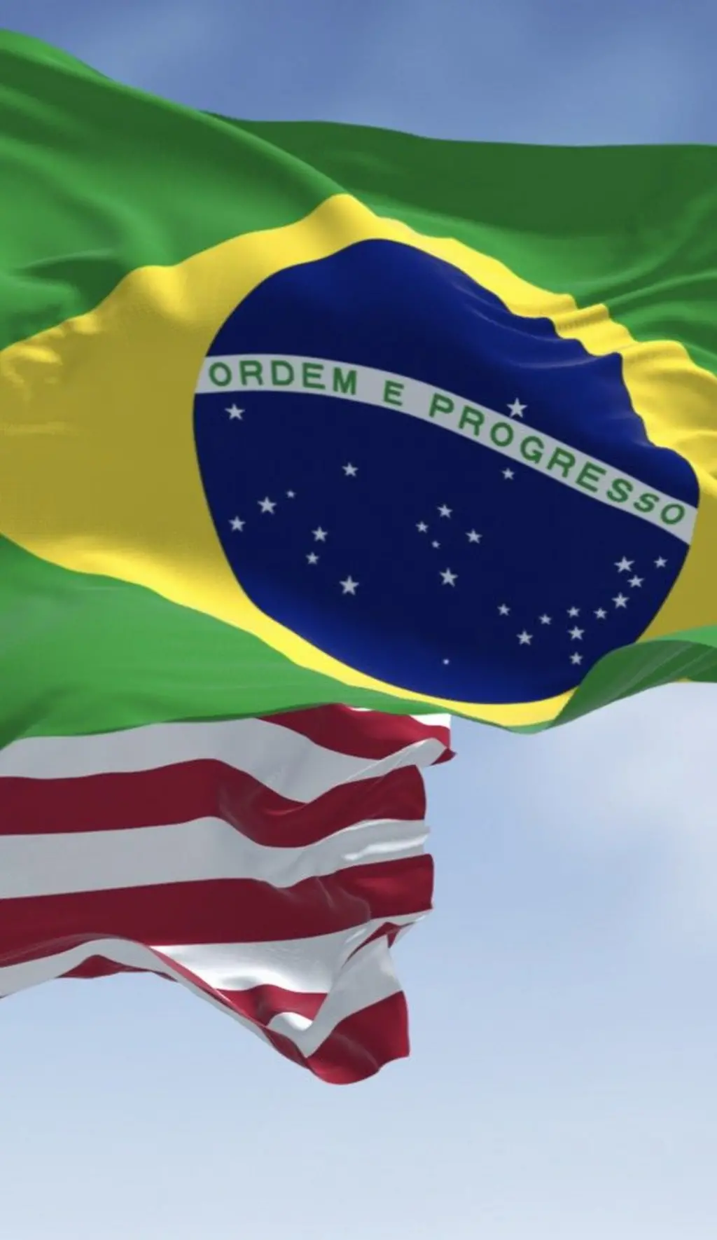 Bandeiras do Brasil e EUA